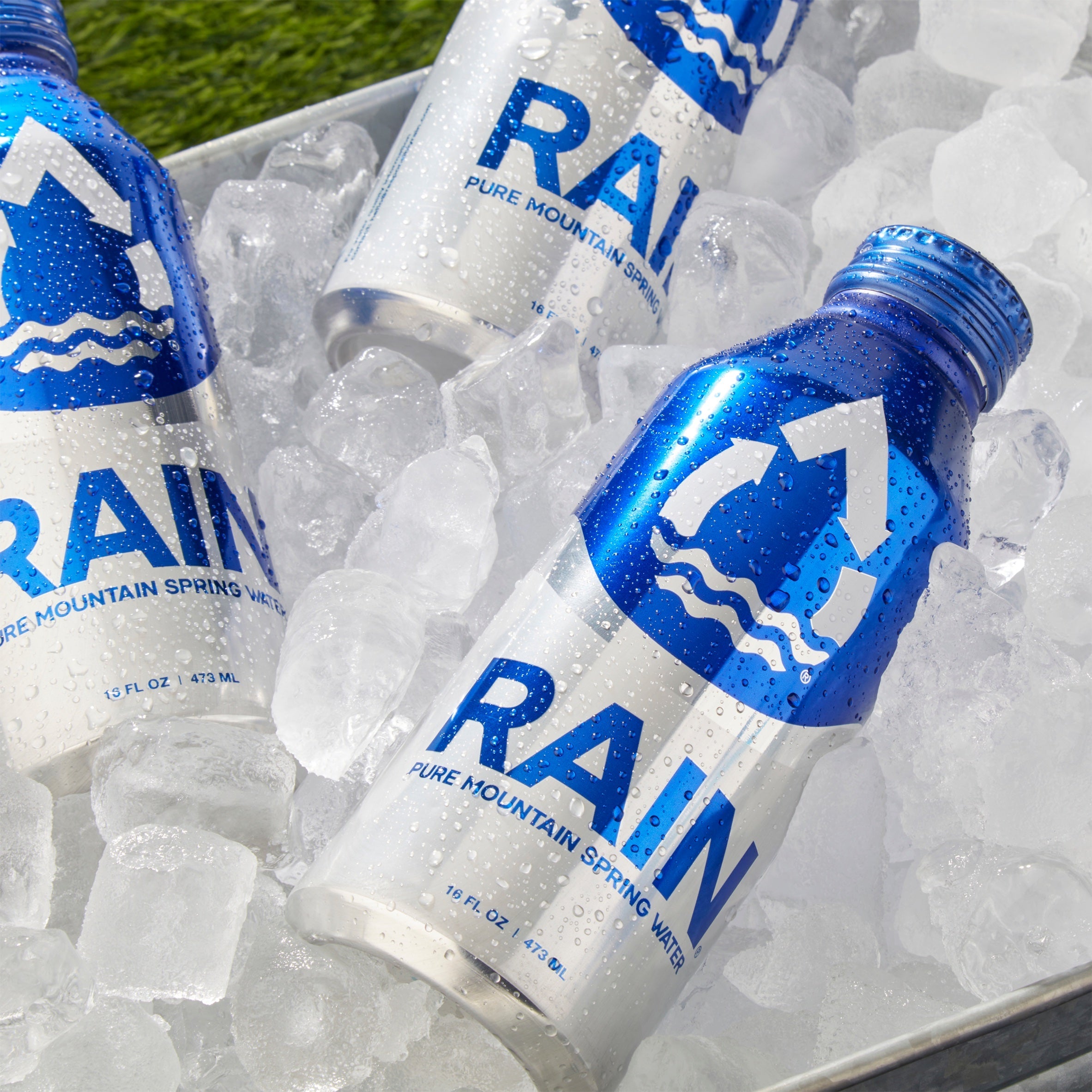 24 Pack) RAIN Pure Mountain Spring Water Plastic-Free Aluminum