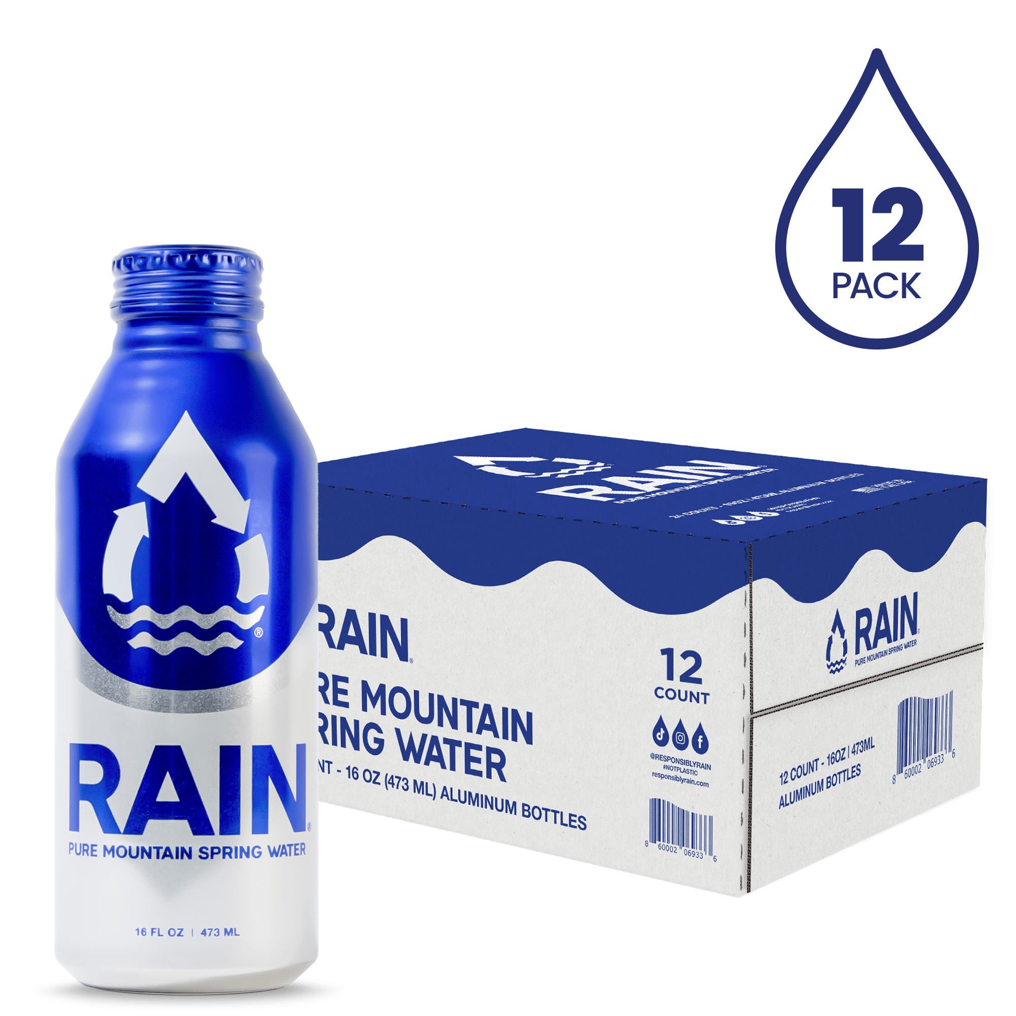 RAIN Pure Mountain Spring Water (12 Pack) - RAIN