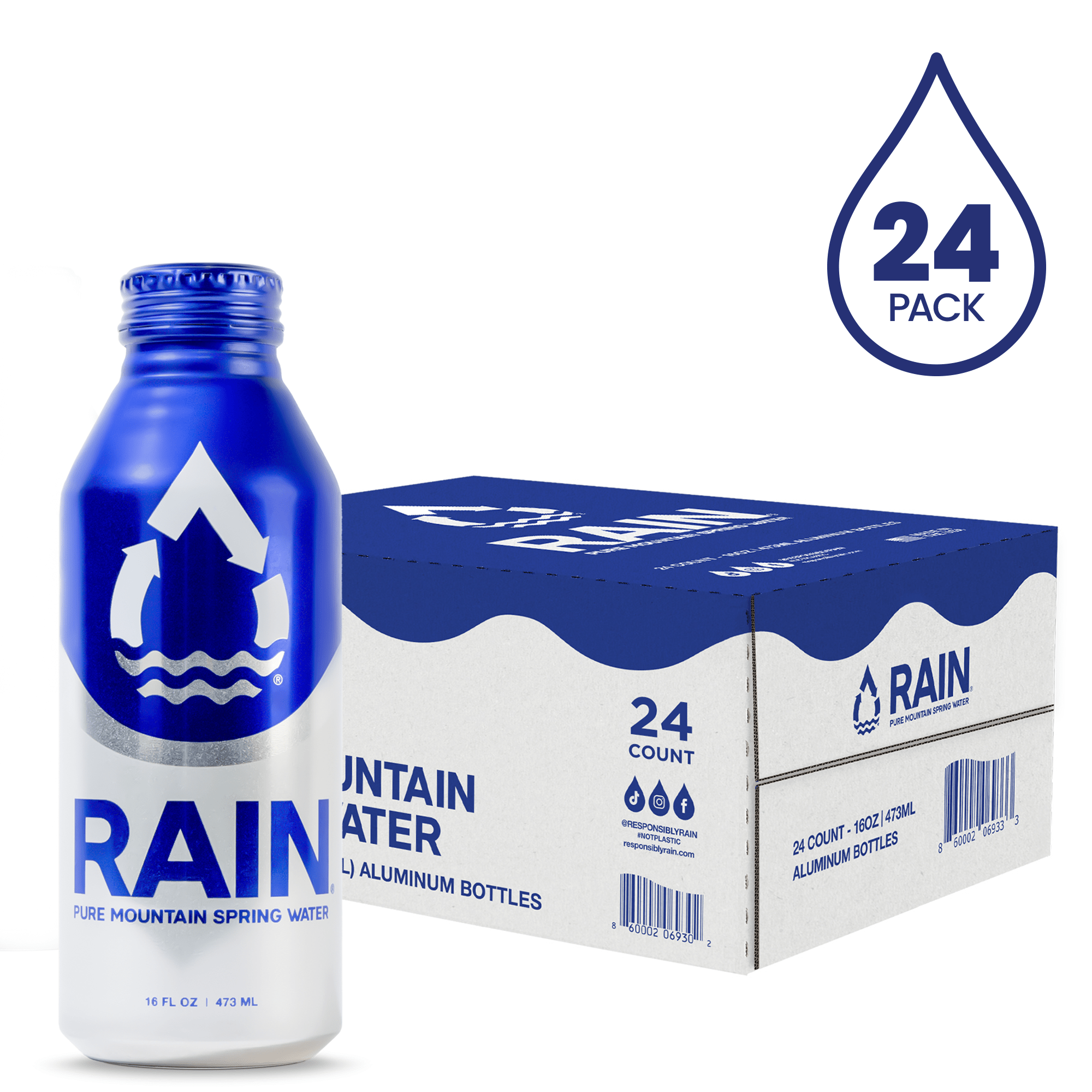 RAIN Pure Mountain Spring Water (24 Pack) - RAIN