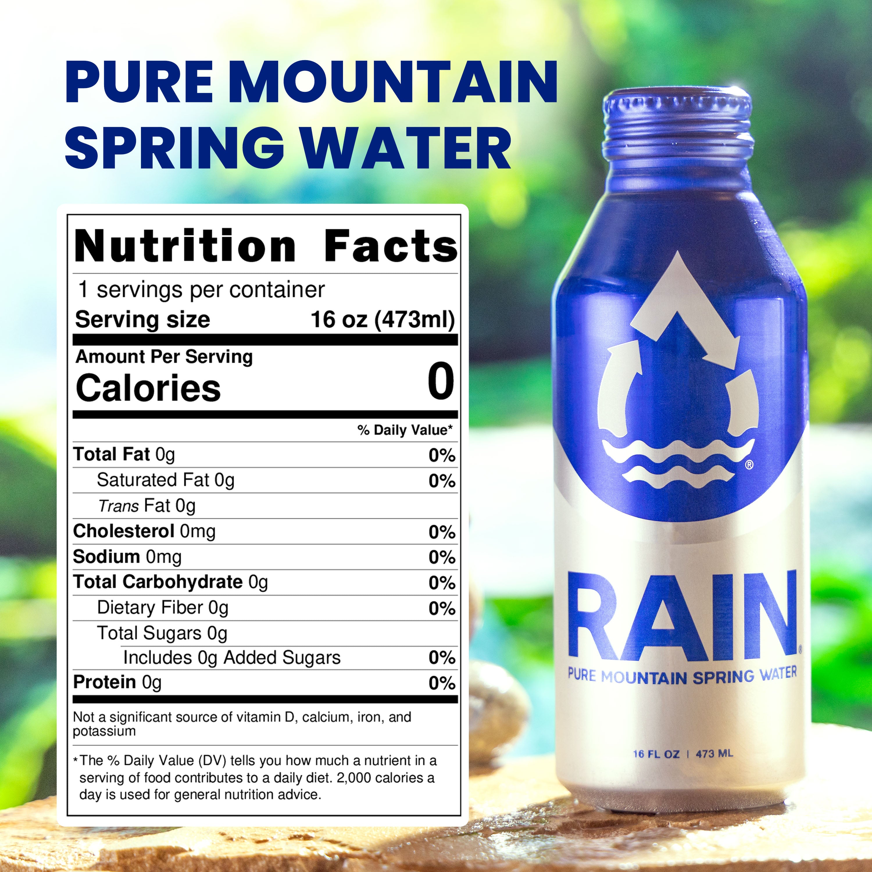 RAIN Pure Mountain Spring Water (24 Pack) - RAIN