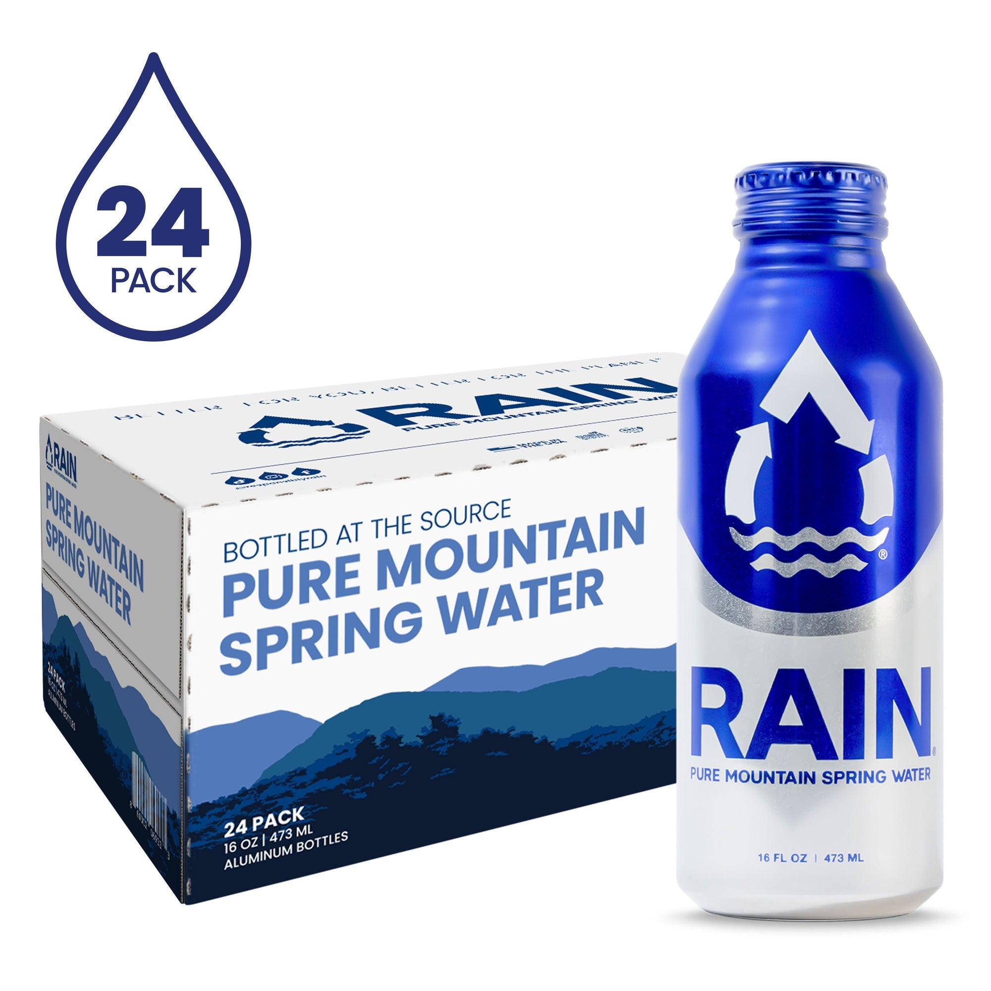 RAIN Pure Mountain Spring Water (24 Pack) - RAIN