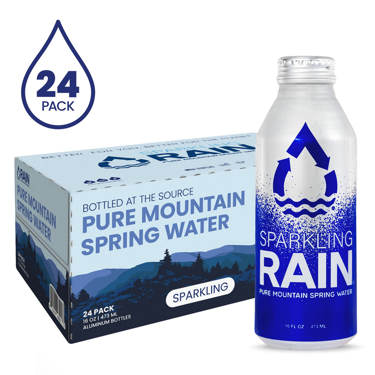 RAIN Sparkling Spring Water (24 Pack) - RAIN